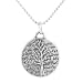 Small Round Reversible Tree of Life Pendant with Words of Inspiration in Sterling Silver on an 18" Rhodium Diamond Cut Ball Chain, #8223