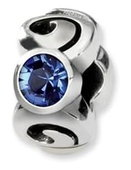 September Birthstone, 3-Stone Charm in Silver for 3mm Bracelets