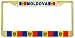 Moldova Moldovan Flag Gold Tone Metal License Plate Frame Holder