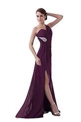 Cocktail One Shoulder Chiffon Prom Dress  with a Brush/Sweep Train 