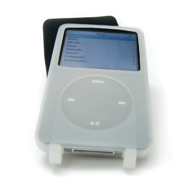 2 Pack Solid Black and Clear Silicone Case for the Apple Ipod Video 60GB 80GB by Incipio