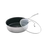 Produkt-Bild: Induktion-Bratpfanne, Edelstahl Pfanne mit Glasdeckel mit Dampfloch, Antihaftbeschichtet, Durchmesser ca. 24 cm, NEU + OVP