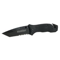 Smith & Wesson SWFR2S Extreme Ops Knife with Coated Tanto Blade and Rubber Coated Handle, Black