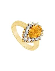 Citrine and Diamond Ring 14K Yellow Gold - 1.50 CT TGW