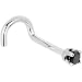 Solid 14KT White Gold 2mm Black Cubic Zirconia Right Nostril Screw - 18 Gauge
