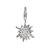 SilberDream Charm edelweiss, 925 Sterling Silver Charms Pendant with Lobster Clasp for Charms Bracelet, Necklace or Charms Carrier FC3057