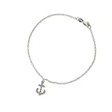 Bling Jewelry Sterling Silver CZ Anchor Charm Anklet