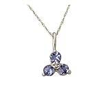 3 Stone Tanzanite and Diamond Pendant in White Gold