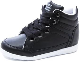 Nlovely Womens Hidden Wedge Platform Fashion Sneakers High Top Sheos (7.5, Black)