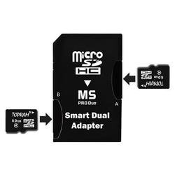 TOPRAM 16GB (8GB x 2) microSD microSDHC Card Class 4 with Memory Stick Pro Duo Adapter - TR5400ADP8Gx2