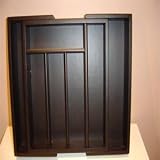 BLACK FLATWARE CADDY - BLACK WOOD EXPANDABLE FLATWARE CADDY