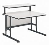 Office Products : Dalite Height Adjustable Computer Tables With Modesty Panels Pct 140-100 Hm 55 Inch W W/4 Inch Casters - Dalite 90092