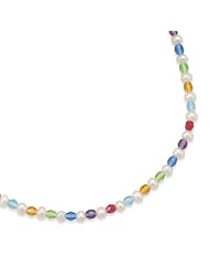 13" +2" Extension Multicolor Glass and Cultured Freshwater Pearl Necklace