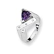 Amethyst and Diamond Sterling Silver Ring (Sizes 6-8)