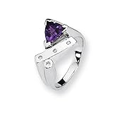 Amethyst and Diamond Sterling Silver Ring (Sizes 6-8)