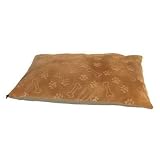 Canine Cushion Rectangle Dog Bed in Tan Puppy Print 27X36