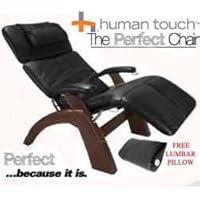 The Human Touch Power Electric Perfect Chair Recliner - PC95 / PC-095 Dark Walnut Recline Wood Base Black Leather Pads - Interactive Health Zero Anti Gravity Chair