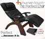 The Human Touch Power Electric Perfect Chair Recliner - PC95 / PC-095 Dark Walnut Recline Wood Base Premium Black Leather Pads - Interactive Health Zero Anti Gravity Chair