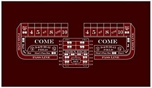 High Quality Craps Felt in Burgundy 8 ft x 5 ft