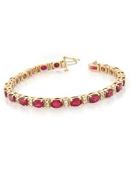 14k Gold 13.06ct tw 6x4 Oval Ruby and Diamond Bracelet