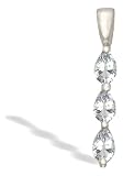 14K White Gold Genuine Pear White Topaz 3-Stone Pendant