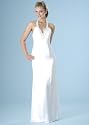 Formal Evening Gown. White Stretch Halter Dress for Prom, Party, Wedding by Sean Collection (8768)