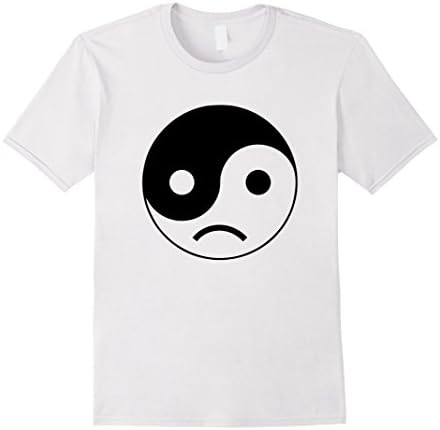 Men's Sad Yin Yang T-Shirt Cute Harajuku Casual Style White Tee Small White