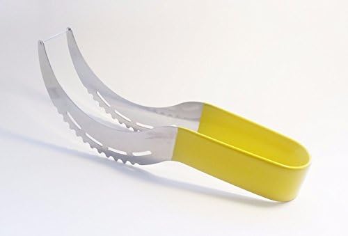 Watermelon Slicer Corer &amp; Server Knife ★ STAINLESS STEEL ★ FREE GIFT - AVOCADO SLICER ★ NOT SHARP KID-FRIENDLY ★ PERFECT MELON CUTTER ★ RUBBER GRIP(YELLOW)
