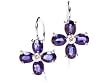 14k White Gold Natural Sapphire & Diamond Hoop Earrings Ct.tw 1.85