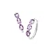 14k White Gold & Amethyst 3 Oval Stone Hoop Earrings