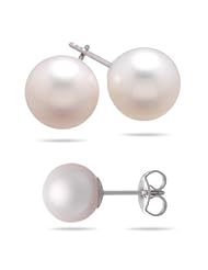 6-6.5 mm White Akoya Cultured Pearl (AAA) Earrings in 14K White Gold