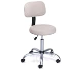 Beige Vinyl Doctor's Stool with Adjustable Height Back