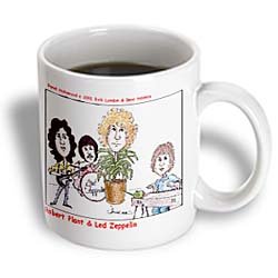 Londons Times Funny Music Cartoons - Robert Plant And Led Zeppilin - Mugs
