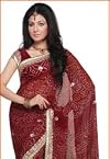 Maroon Pure Georgette Saree with Blouse