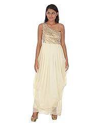 Brocade/Georgette Asymmetric Sleeveless Evening Dress 