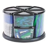 Deflecto 39010104 9-Canister carousel organizer, six 3 & three 6 clear canisters, black lids