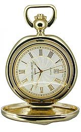 Charles-Hubert, Paris 3781 Gold-Plated Hunter Case Quartz Pocket Watch
