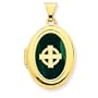 14K 21mm Oval Malachite Celtic Knot Locket - JewelryWeb