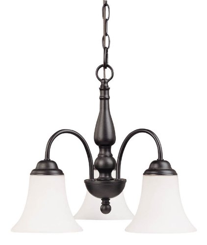 Nuvo 60/1841 3 Light Chandelier with Satin White Glass Shades