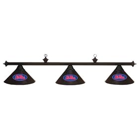 Mississippi Ole Miss Rebels 3pc BLACK METAL SHADE POOL TABLE LIGHT LAMP