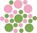 Set of 30 - Lime Green / Pink Circles Polka Dots Vinyl Wall Graphic Decals Stickers
