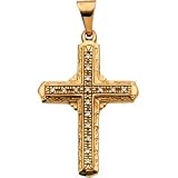 14K Yellow Gold Diamond Cross Pendant (0.08 ctw, G-H, SI1)