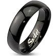 Spikes Black IP Stainless Steel 6mm Dome Band Ring