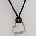 Heart Shaped Sterling Silver Live, Dream, Love Affirmation Band on Black Satin Cord, #9867