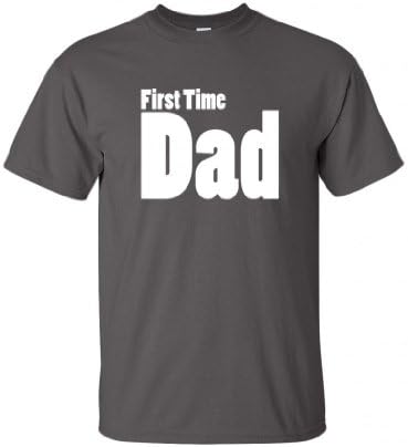 Fat Doxie Men's - First Time Dad - Fatherhood T-Shirt Charcoal Grey