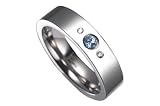 Blue Topaz and Diamond Three-Stone Titanium Ring