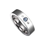 Blue Topaz and Diamond Three-Stone Titanium Ring