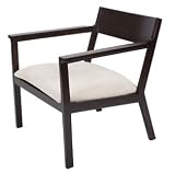 Arm Chair - Madison Light Beige Faux Suede with Dark Wenge