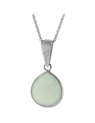 Sterling Silver Faceted Gemstone Hammered Teardrop Pendant Necklace, 18"