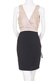 Forever 21 V Neck Sleeveless Contrast Dress Dotted Taupe Top Fitted Solid Bottom Black
